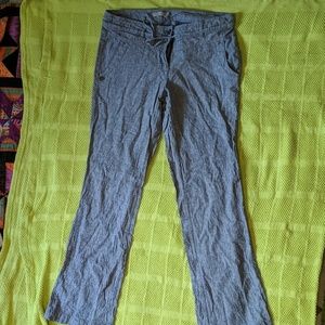 Pinstripe linen pants.